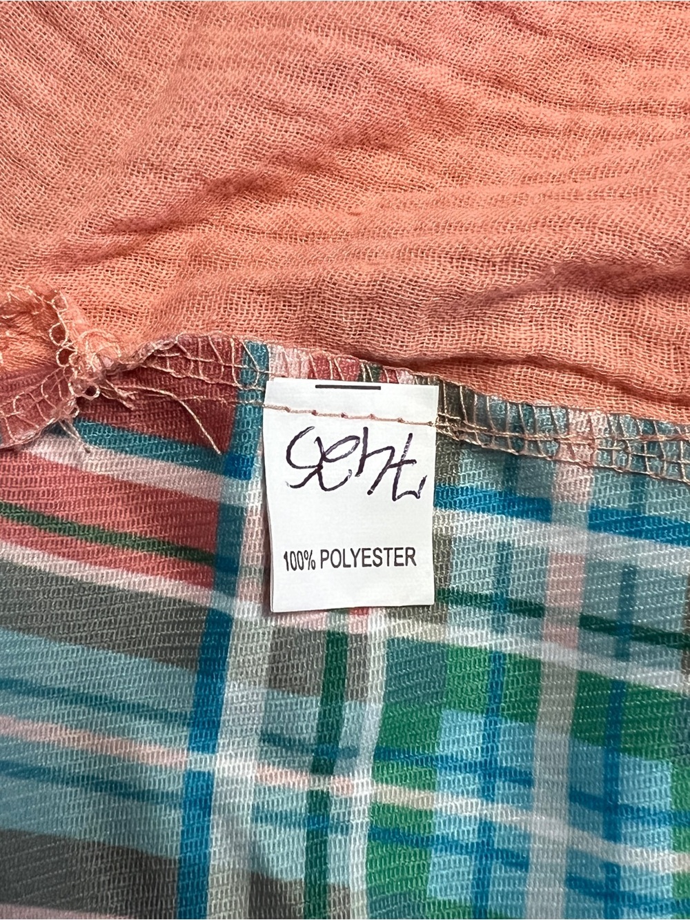 NWT HangNiTang Colorblock Plaid Patchwork Button Front Oversized Blouse Size S - Picture 7 of 8